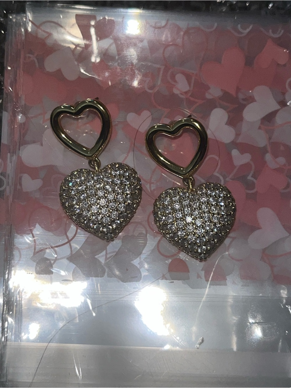 Beautiful Rhinestone Crystal Heart Earrings